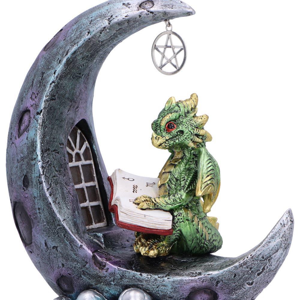 Mystical Green Dragon on Crescent Moon – LED Figurine Gothic Fantasy Decor