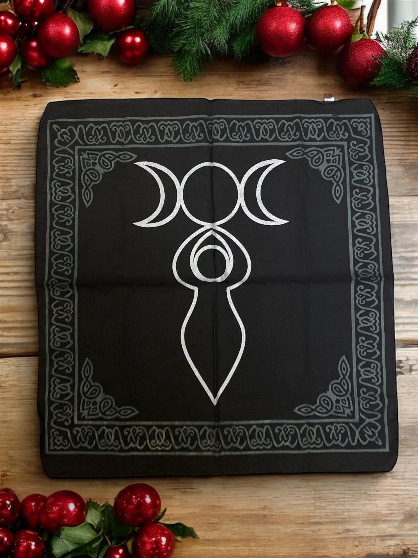 Triple Moon Goddess Altar Cloth – 100% Quality Rayon, Wiccan/Pagan Decor, 50 x 50 cm