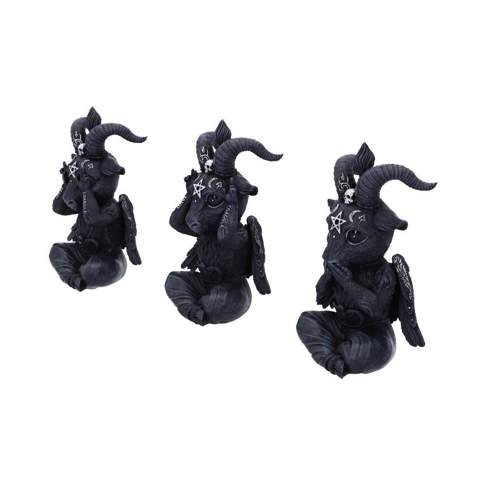 Three Wise Baphomet Set Occult Decor Gothic Horror Home Ornament Fantasy Figurine's