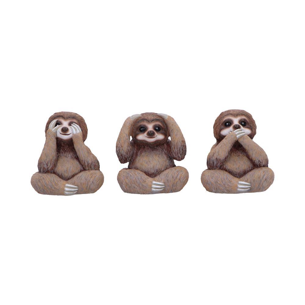 Three Wise Sloths Figurines See No, Hear No, Speak No Evil Nature Statues Decor