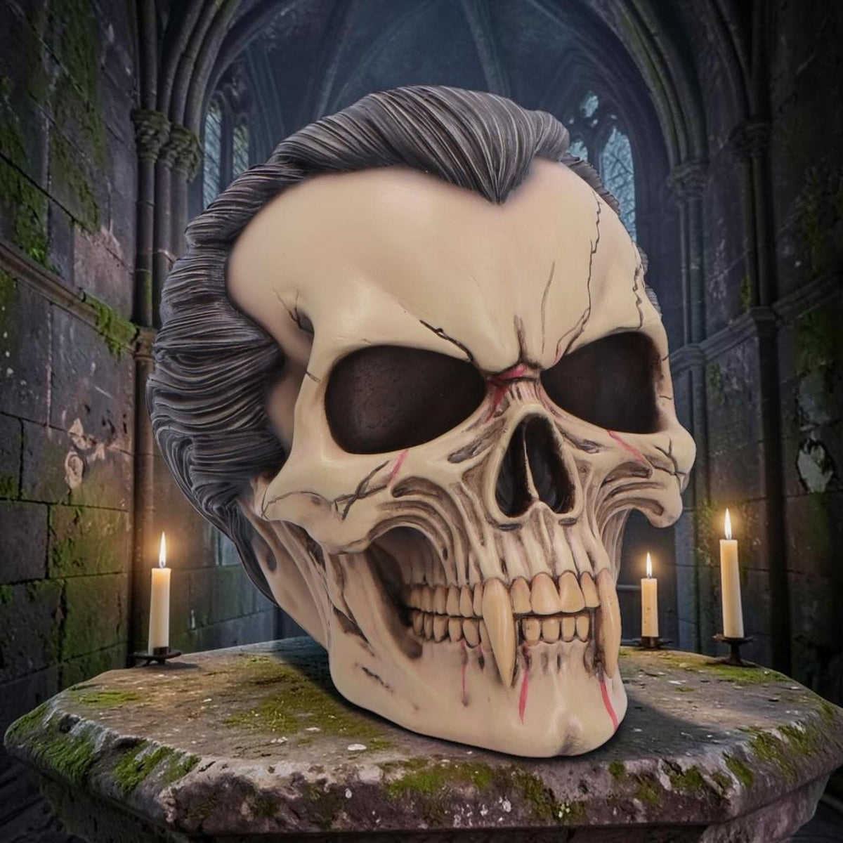 Gothic Dracula Skull Ornament Vampire Fangs Horror Macabre Collectible Decor