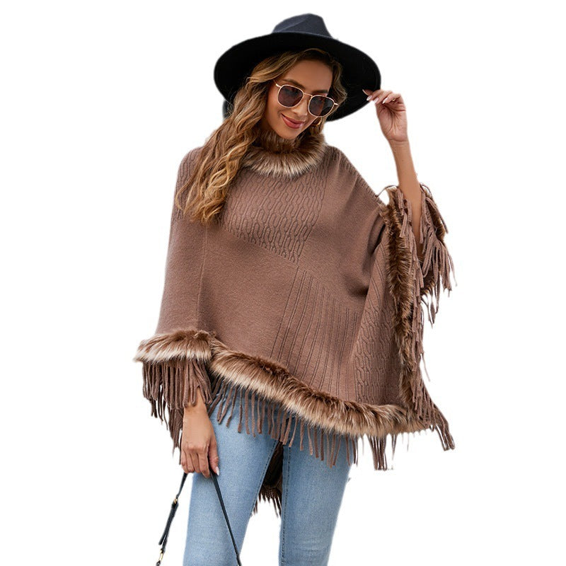 Mao Mao Yu Foreign Trade Knitted Tassel Cloak For Women