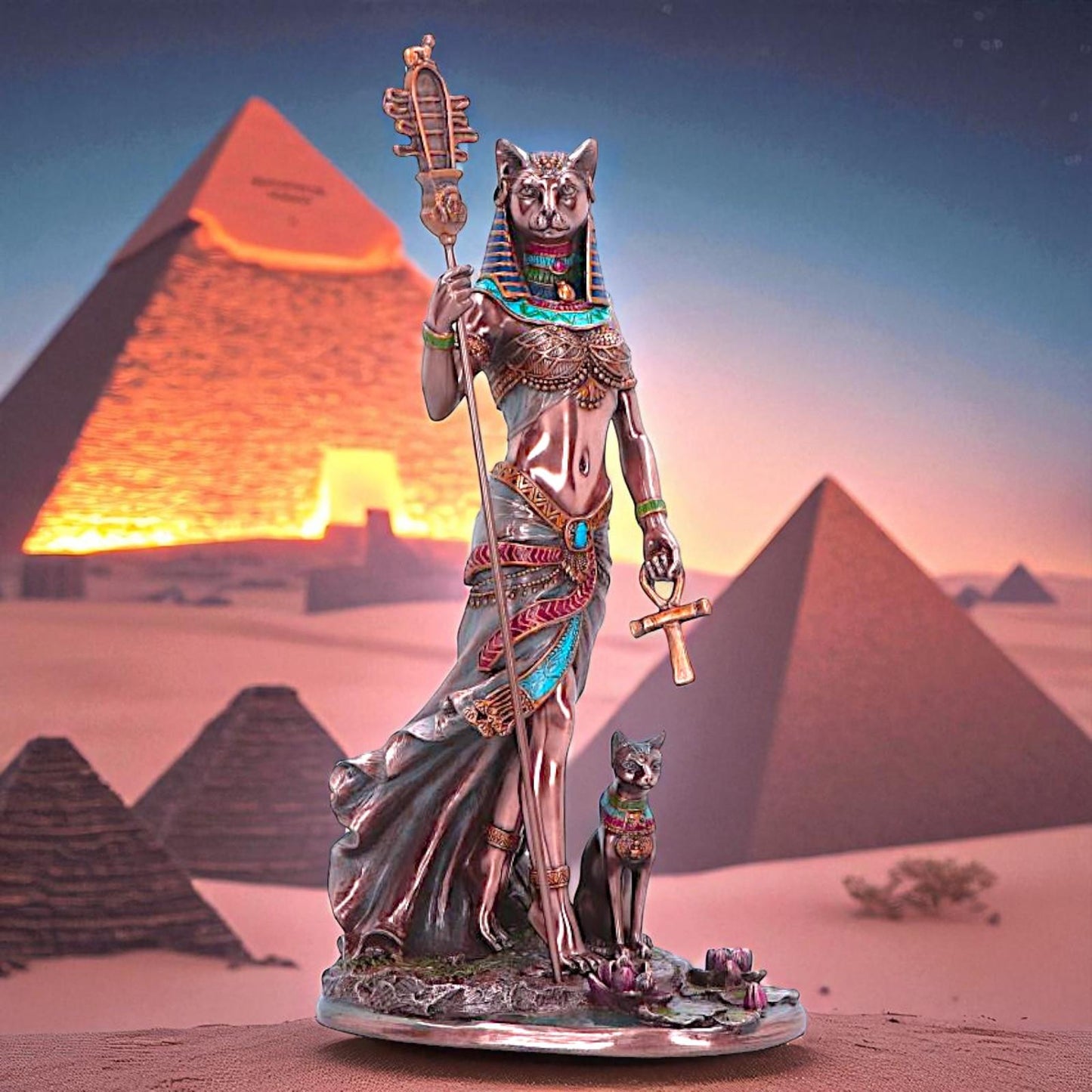 Bastet Goddess of Protection Figurine Egyptian Cat Statue Egyptian Mythology