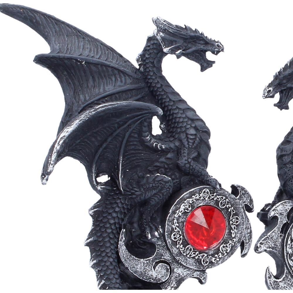 Midnight Protectors Dragon Set Gothic Fantasy Jewelled Statue Ornament Decor