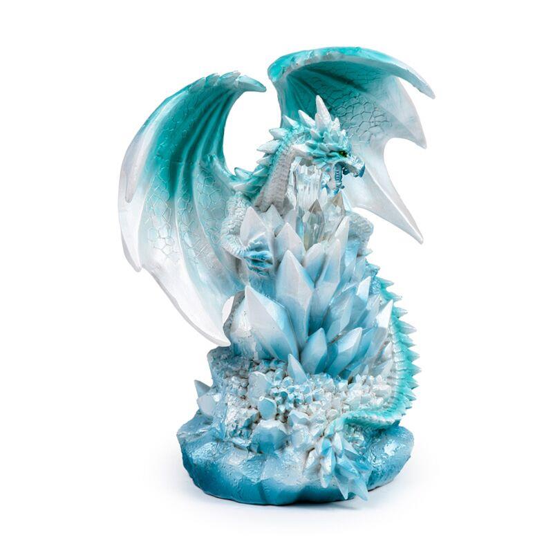 Ice Crystal Dragon Figurine 20.5cm | Fantasy Blue Dragon Resin Statue | Mythical Creature Home Decor Ornament