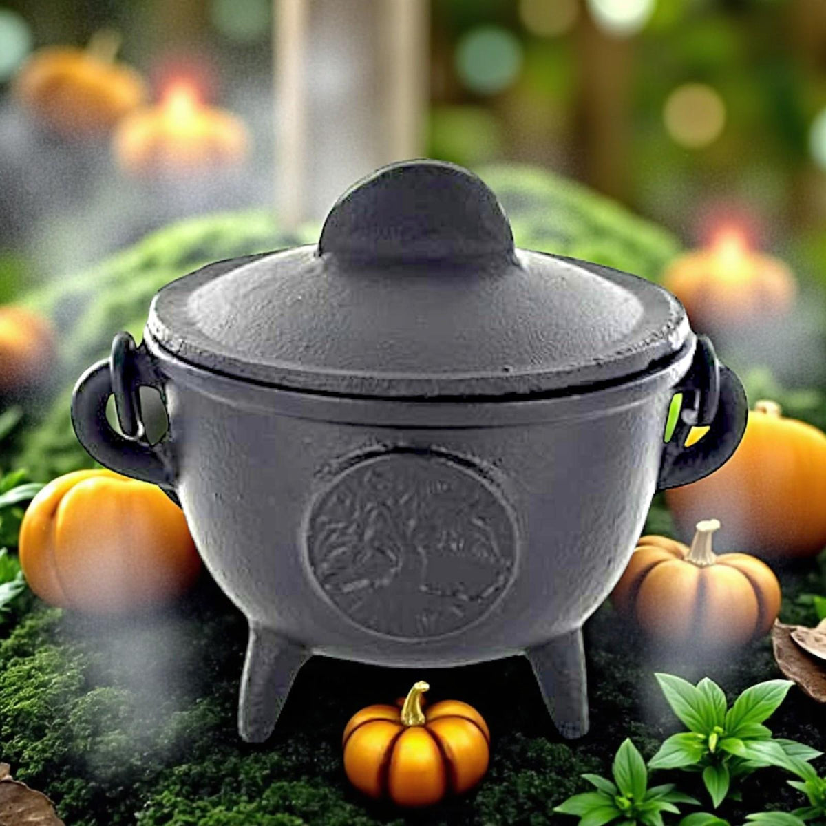 Cauldron For Ritual Cast Iron Tree of Life Cauldron for Wiccan Rituals