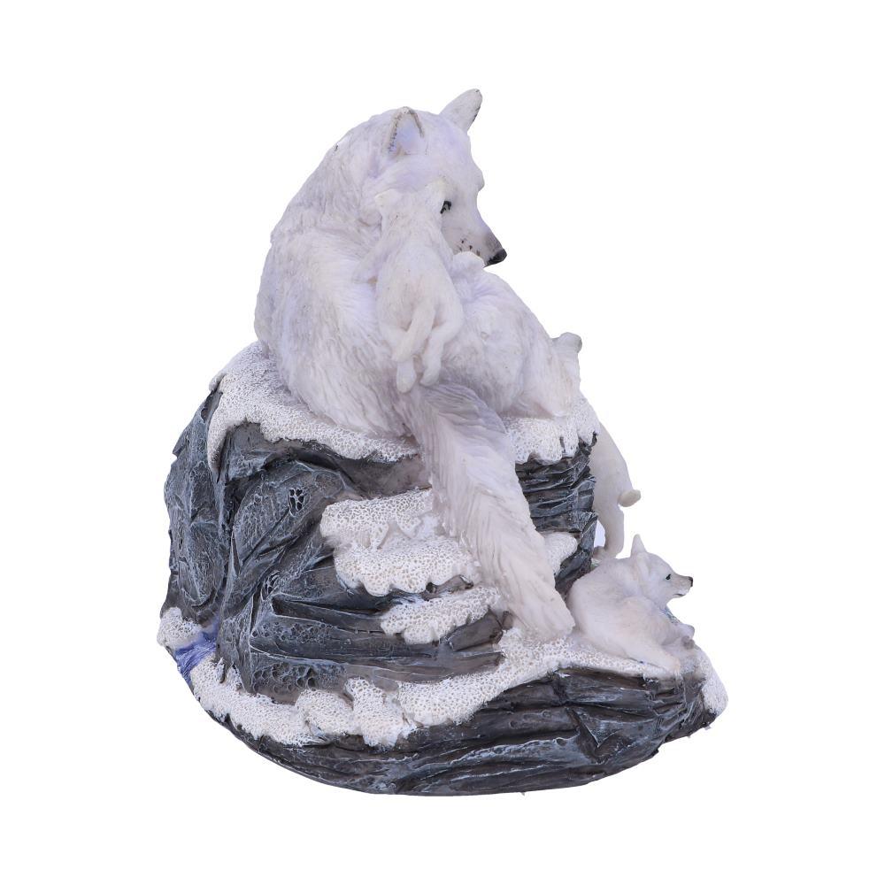 Mother Wolf with Pups Perpetual Calendar Arctic Wildlife Figurine Home Decor