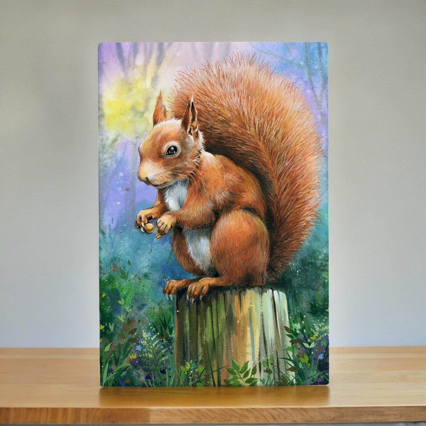 Adorable Squirrel on a Post Ceramic Picture Tile | R. Fathers Art | 300 x 200 mm Wall Decor | Woodland Animal Artwork | Wildlife Home Decor-Osiris Craftworks