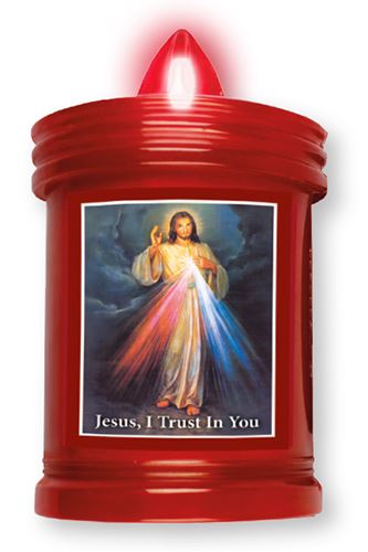 LED Grave Candle Memorial Light Divine Mercy Jesus, I trust in you