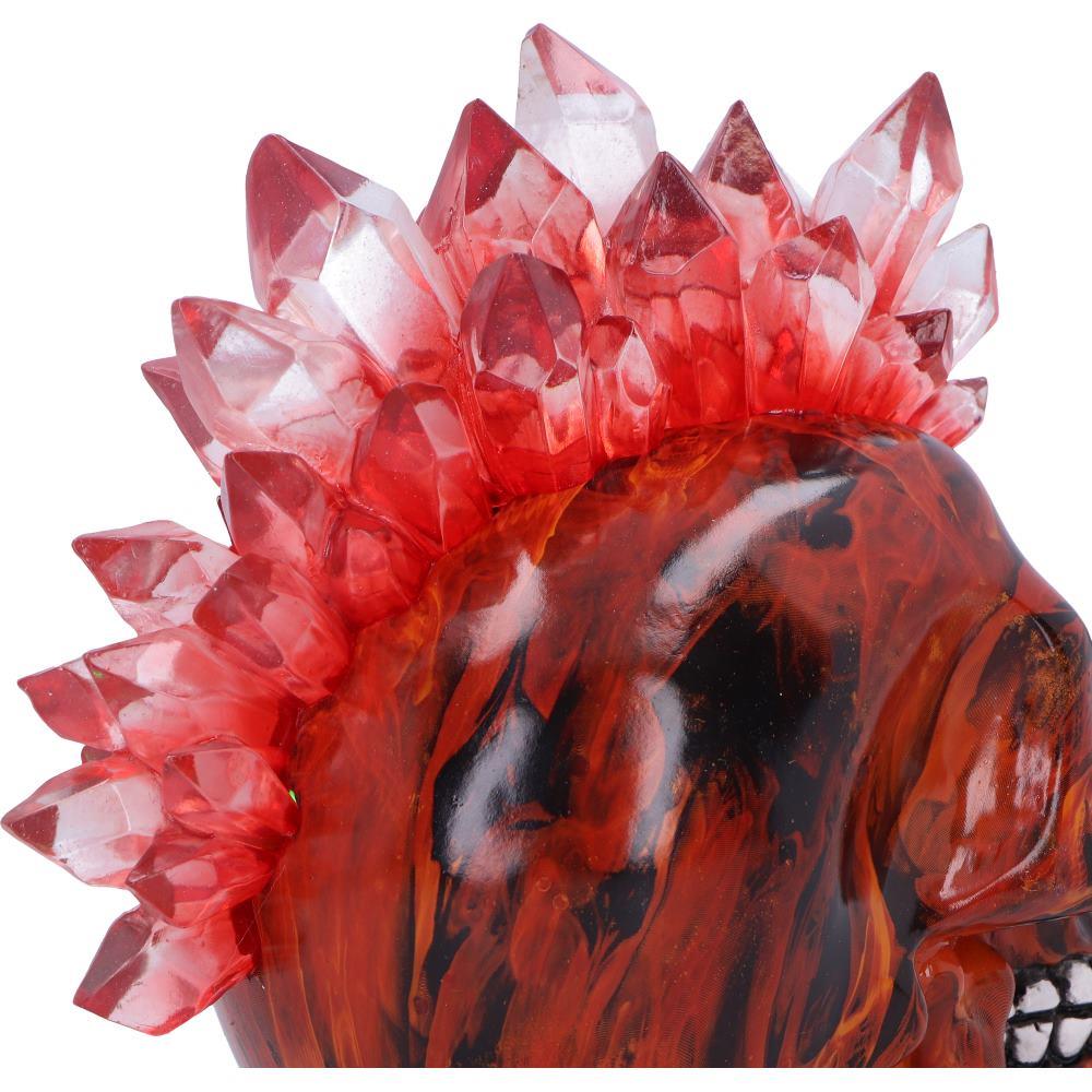 Red Crystal LED Skull with Mohawk Gothic Punk Statue Horror Fantasy Figurine Art