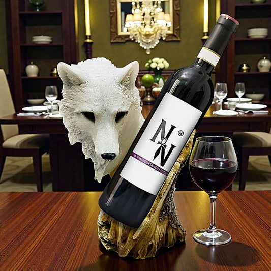 Wolf Head Wine Holder Fantasy Gothic Home Decor Animal Sculpture Wine Rack