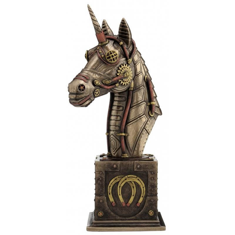 Veronese Steampunk Unicorn Bust Antique Bronze Finish Statue