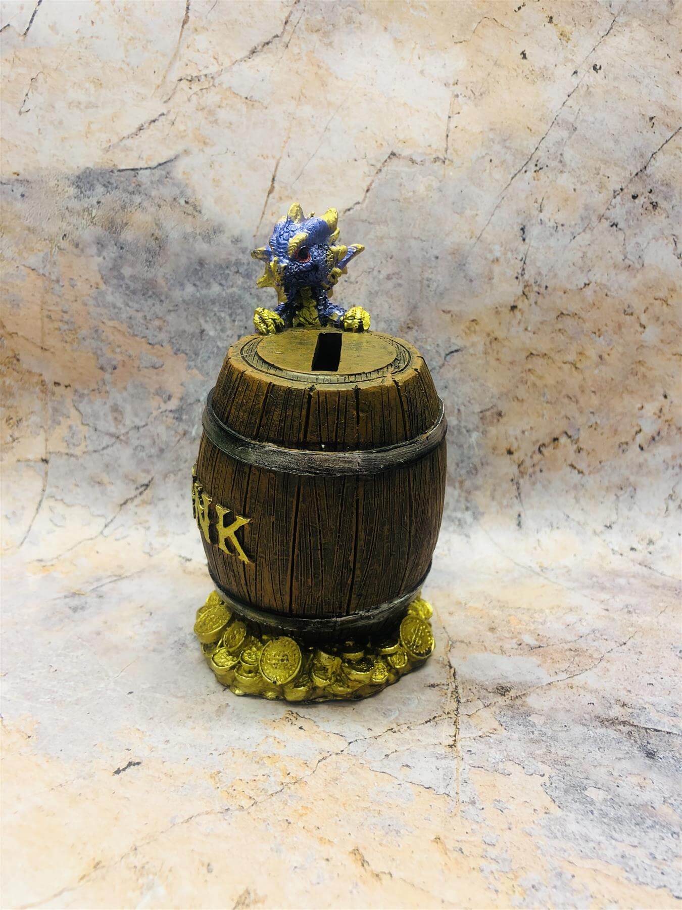 Whimsical Blue Dragon Money Bank Fantasy Saving Box Dragons Collection Hand Made from Quality Designer Resin