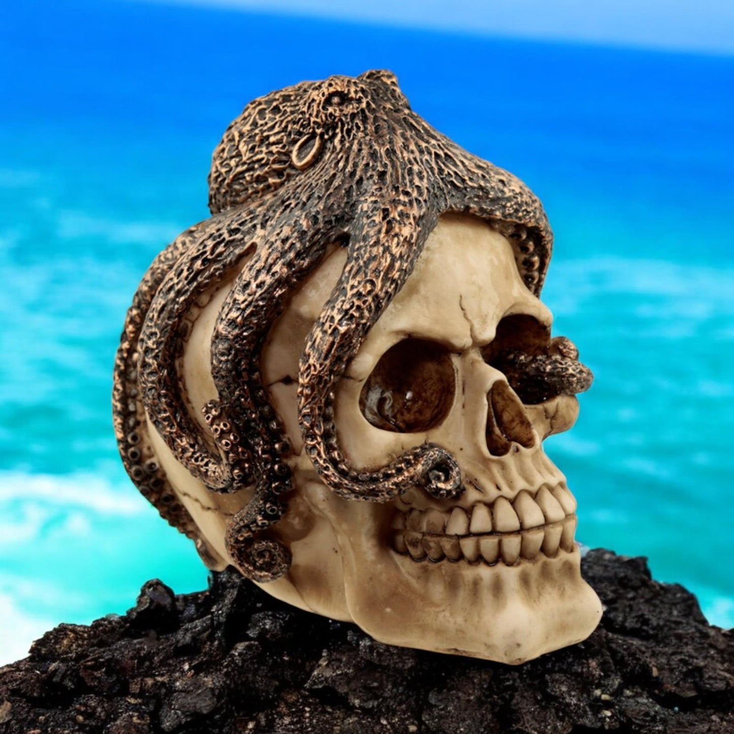 Fantasy Octopus Skull Statue Gothic Steampunk Home Decor Figurine Ornament