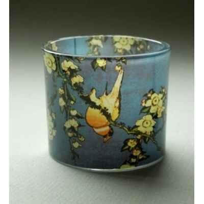 Museums Shop Tealightholder Motiv Hokusai Bird and Tree - Tealight Glass