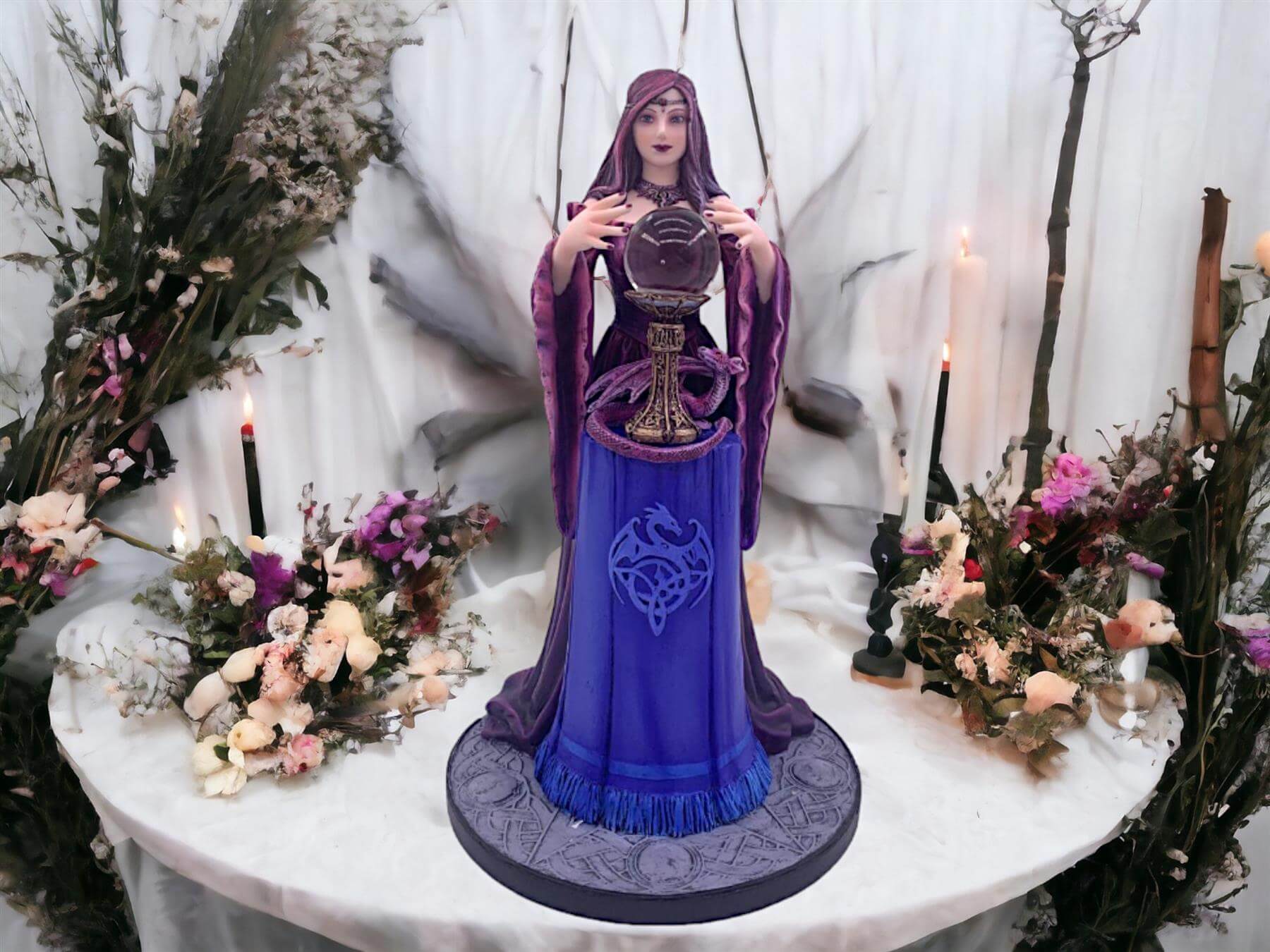 Mystical Enchantress with Crystal Orb - Handcrafted Resin Gothic Fairy Statue, Dark Fantasy Decor, Magic-Themed Collectible Figurine-Osiris Craftworks