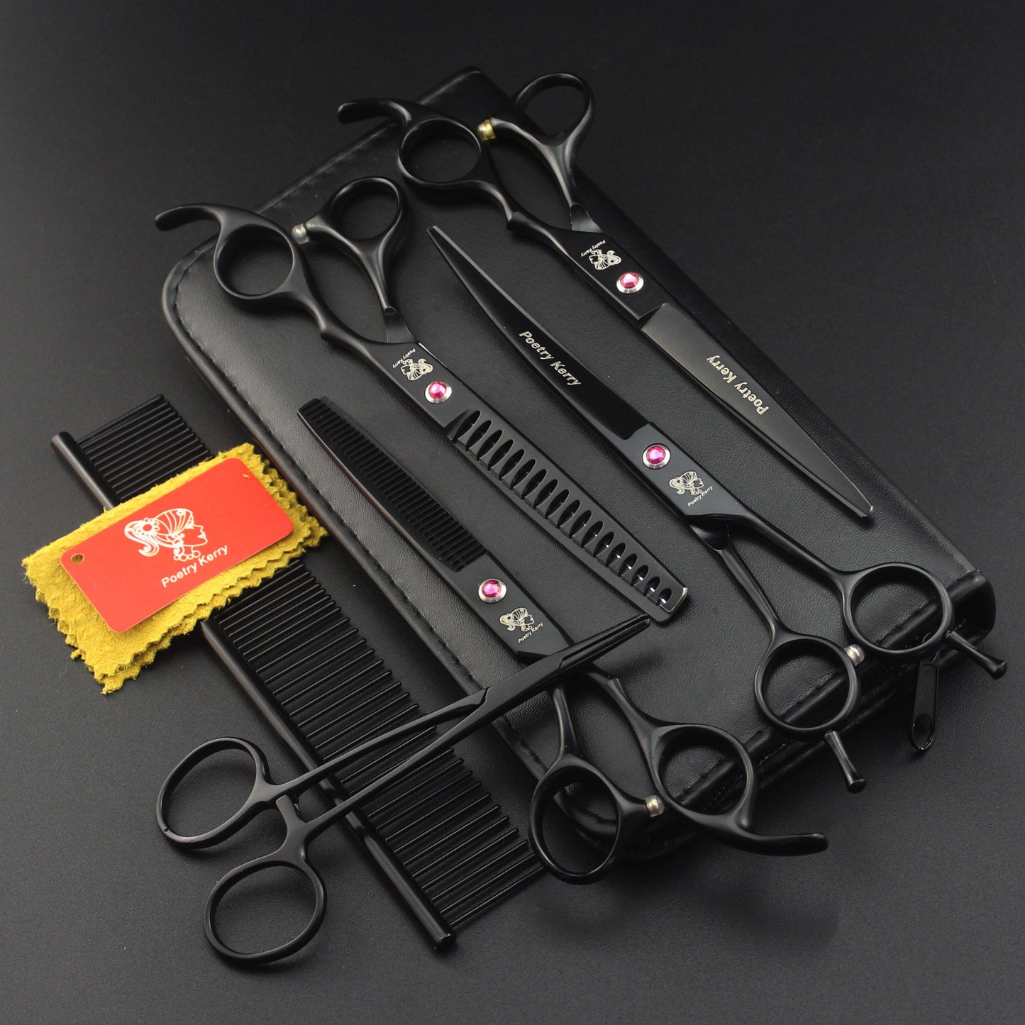 Professional Pet Grooming Scissors Kit - 7-Piece Set with Sharp Blades & Comb, Stainless Steel Dog & Cat Hair Trimming Tools, Ideal for Home or Salon Use-Osiris Craftworks