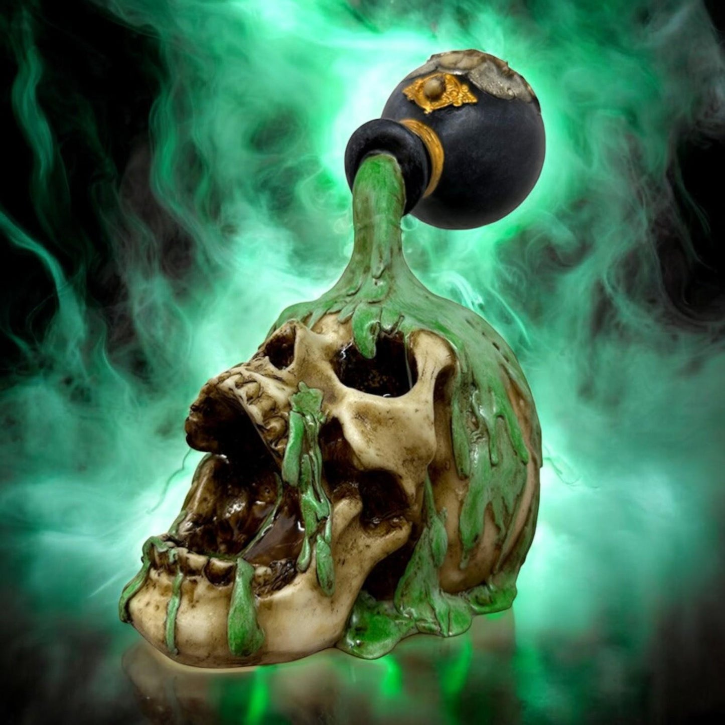 Alchemy Skull Gothic Figurine Toxic Potion Statue Witchcraft Fantasy Decor 19.5 cm