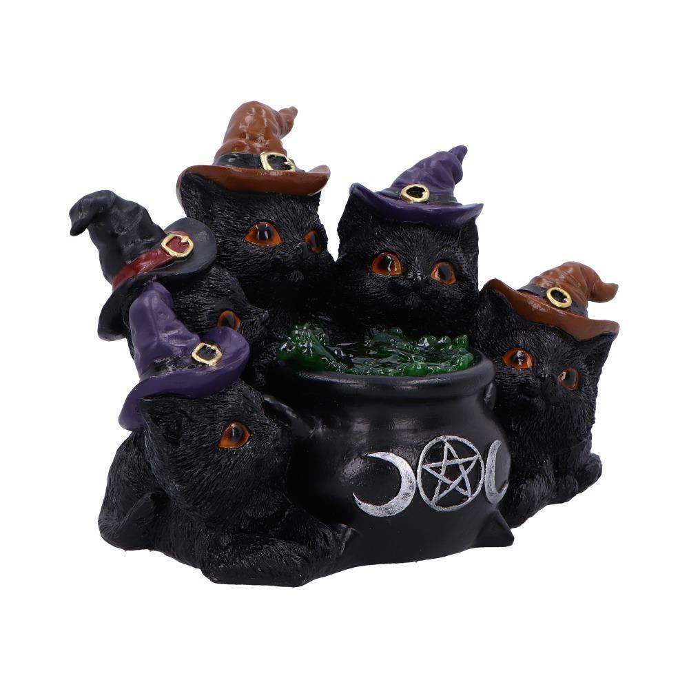 Mystical Light Up Black Cats & Cauldron Ornament Wicca Witchcraft Home Decor Gift