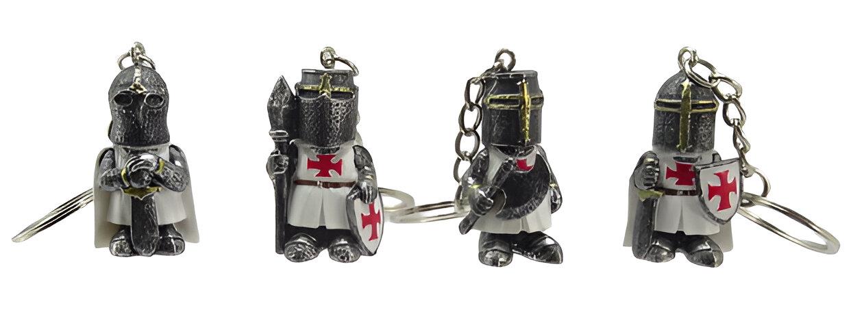 Templar Knight Keychain Set of 4 Miniature Crusader Keyrings Medieval Favours