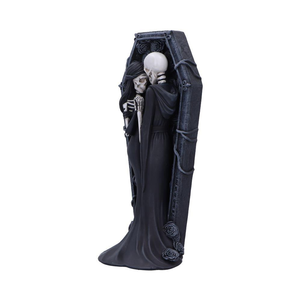 Fantasy Skeleton Couple Figurine Macabre Romantic Gothic Coffin Embrace Statue