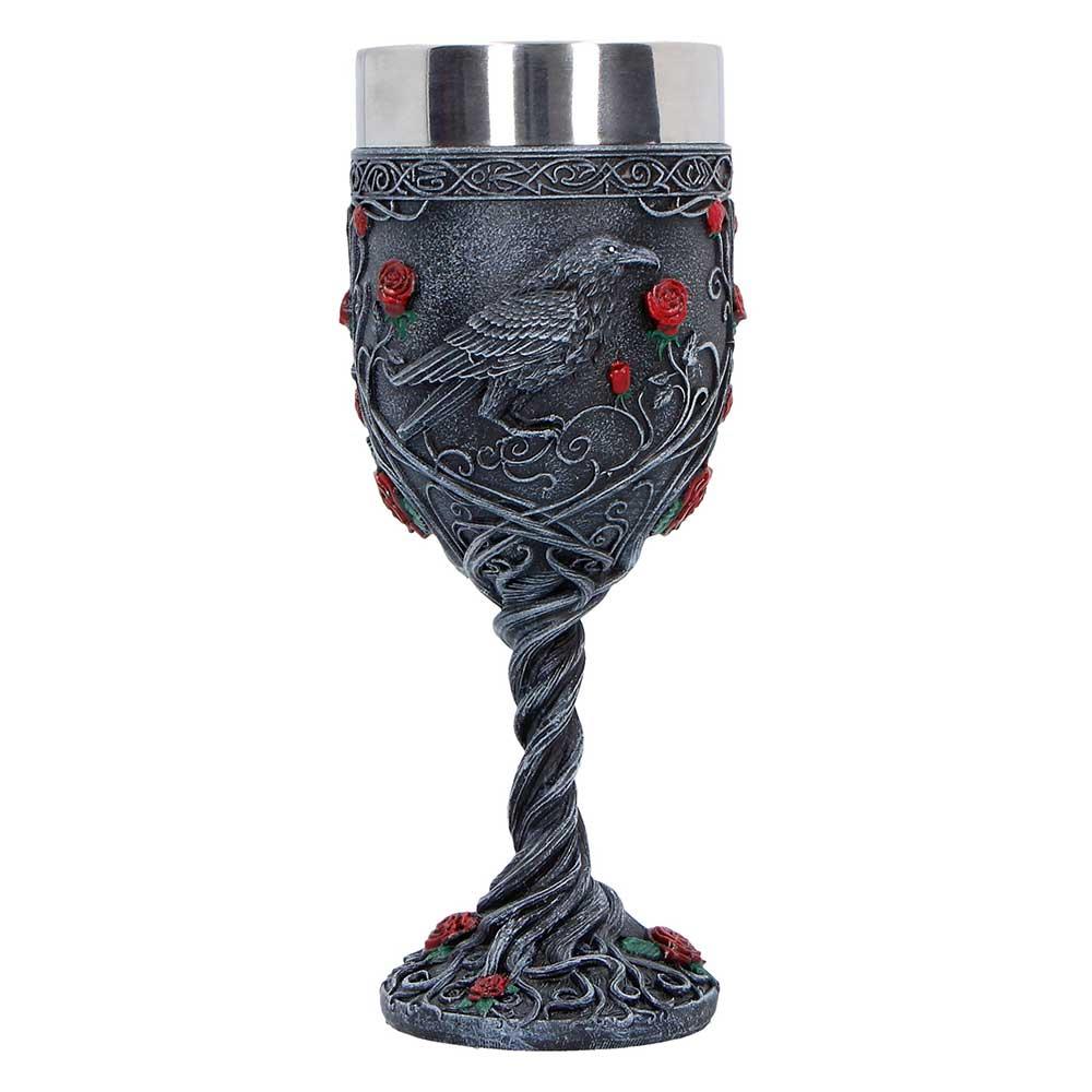 Raven Goblet Gothic Chalice Cup with Stainless Steel Insert Dark Romantic Decor