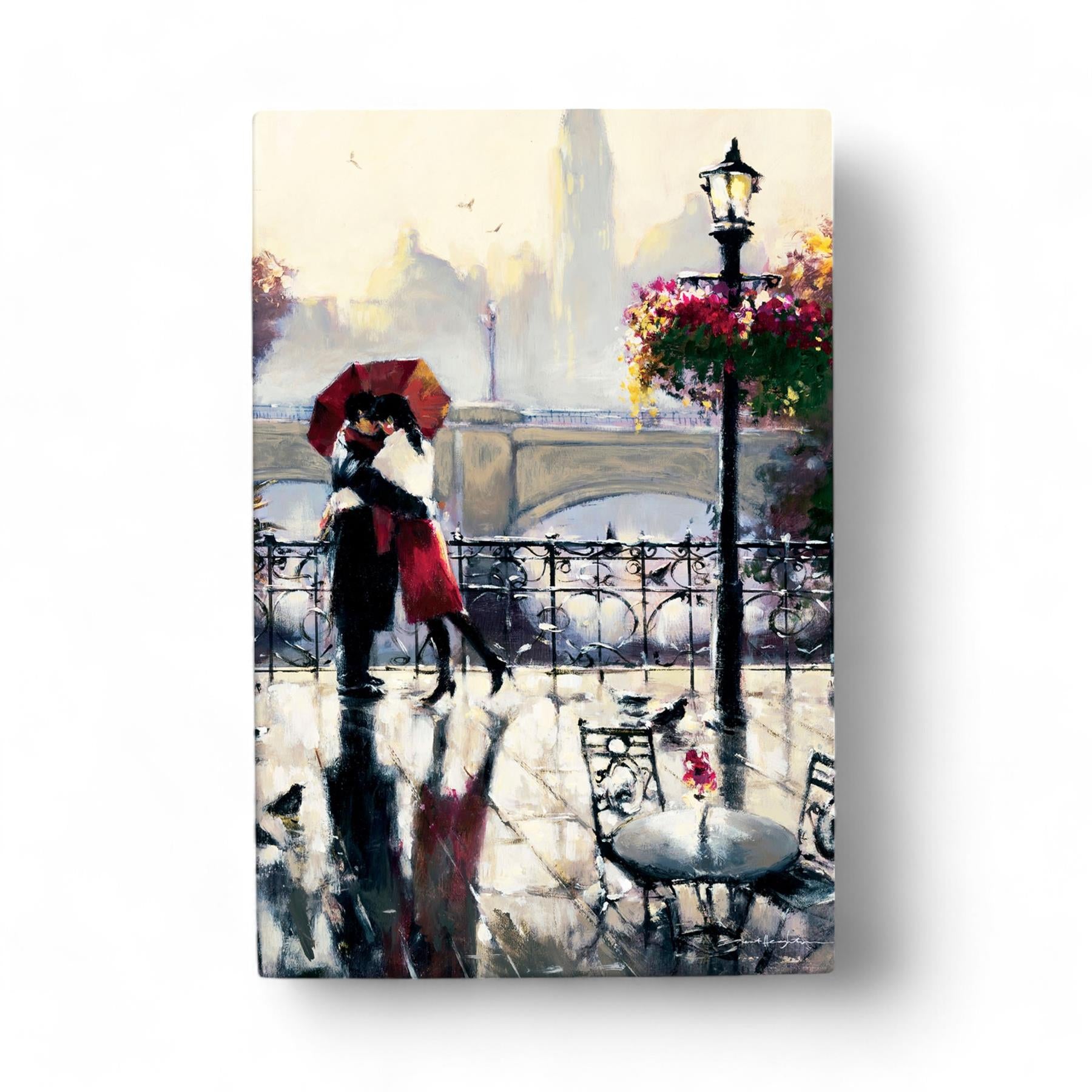 EMBRACE Romantic Parisian Scene Ceramic Art Tile by Brent Heighton 30x20 cm - Ready to Hang - Wall Decor, Romantic Art Tile, Gift Boxed-Osiris Craftworks