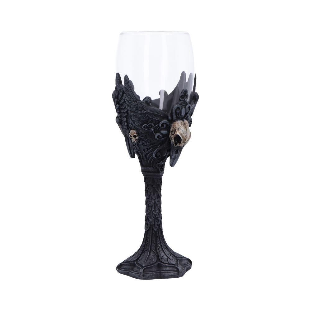 Fantasy Gothic Raven Chalice Goblet Skull Wing Design Drinkware Halloween Gift