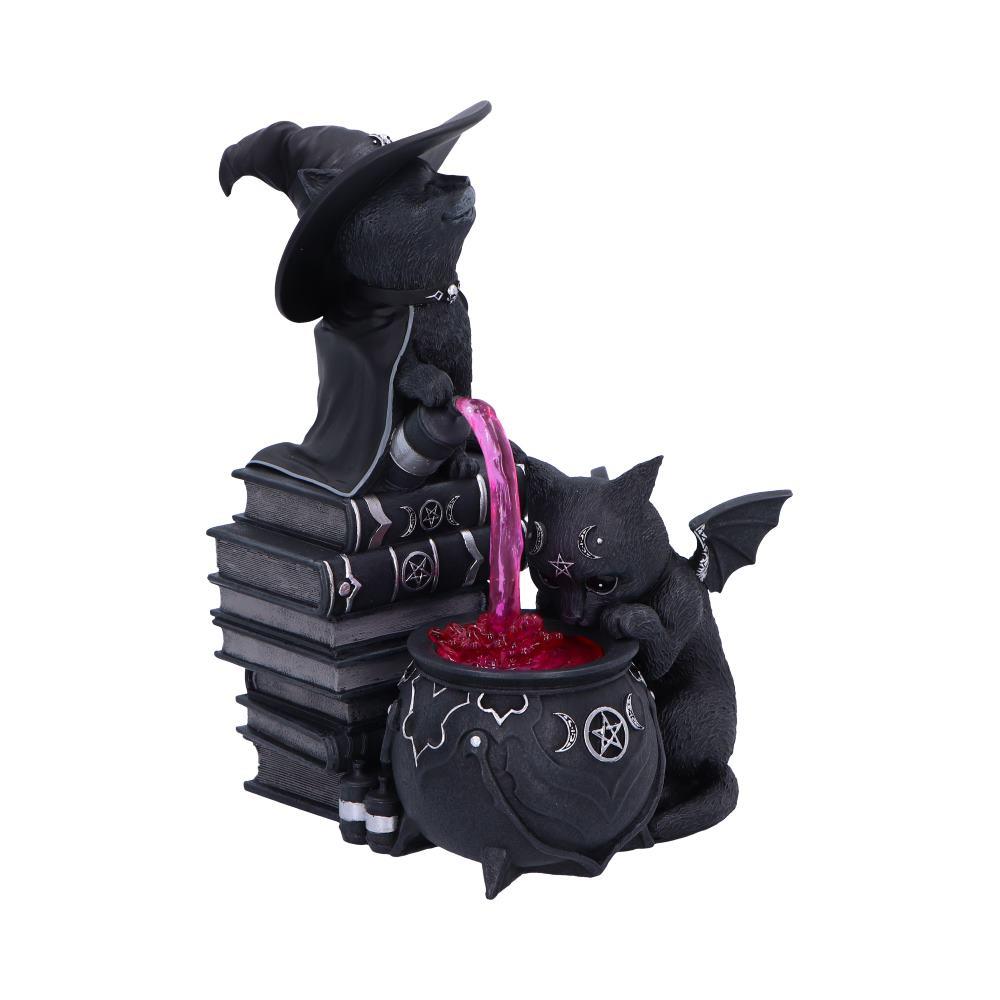Gothic Curious Cauldron Figurine Cult Cuties Cats Brewing Magic Occult Ornament