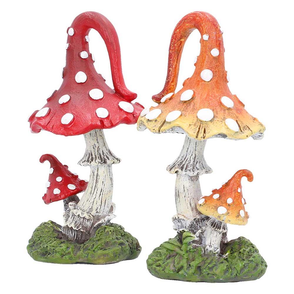 Whimsies Mushroom Figurines Set Fairy Mythical Ornament Toadstool Decor Art