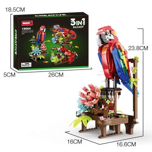 WOMA 19064 Parrot Construction Model 838 PCS Tropical Display Collectors Gift