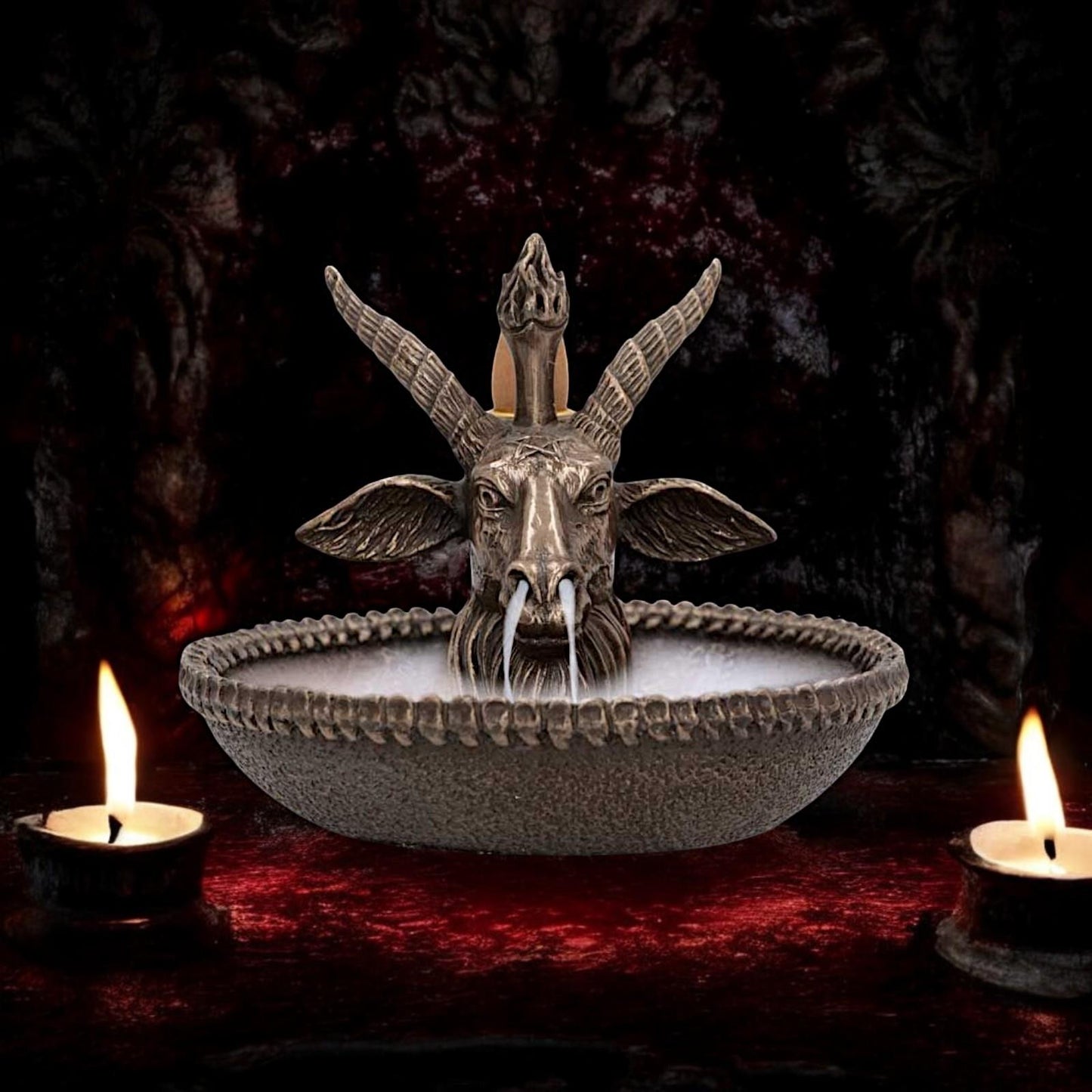 Baphomet Backflow Incense Burner - Occult Gothic Witchcraft Altar Ornament 13cm