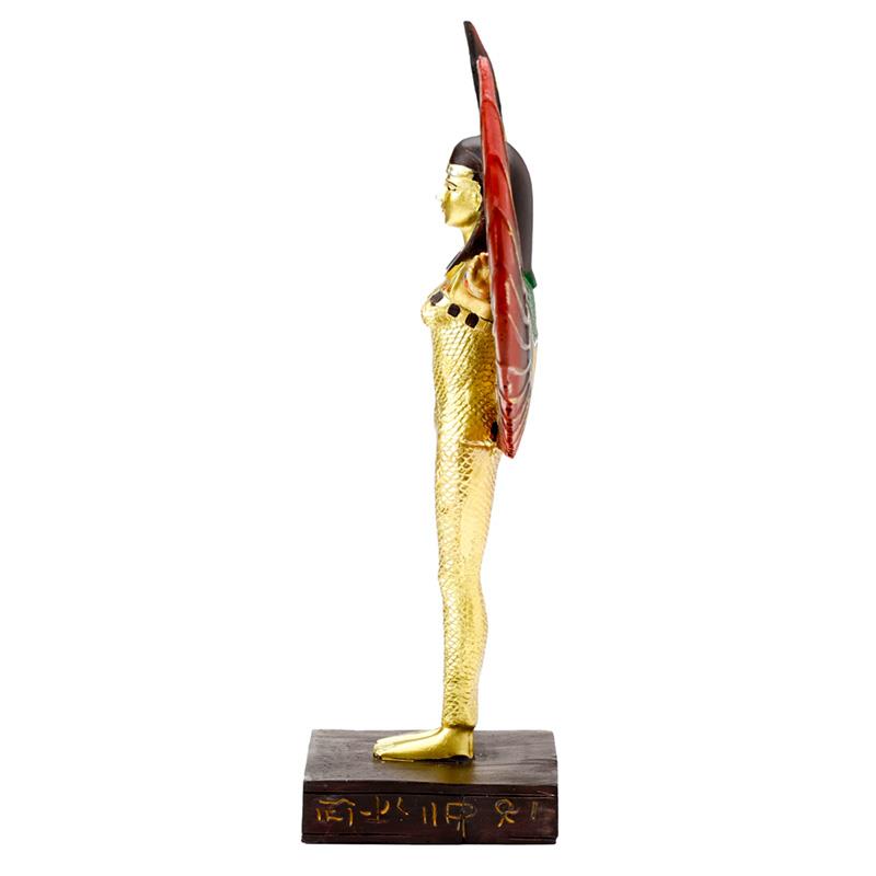 Winged Isis Gold Statue - Egyptian Mythology Goddess Figurine 23cm Ornament