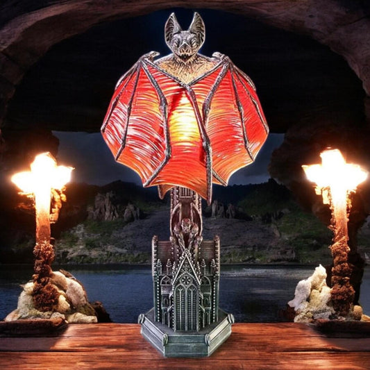 Shadow Wing Bat Lamp 32.5cm Gothic Home Decor with UK Plug - Translucent Wings