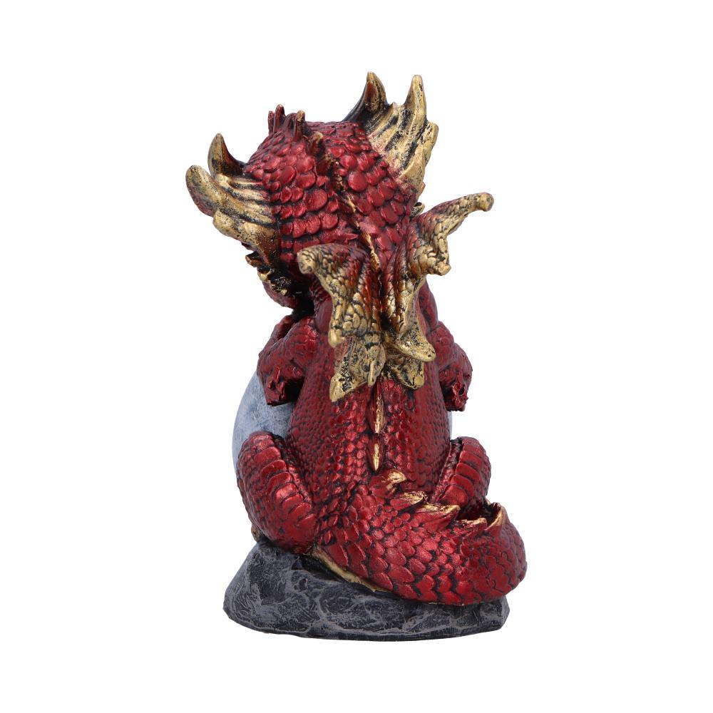 Fantasy Red Baby Dragon and Crystal Egg Figurine Mythical Creature Sculpture