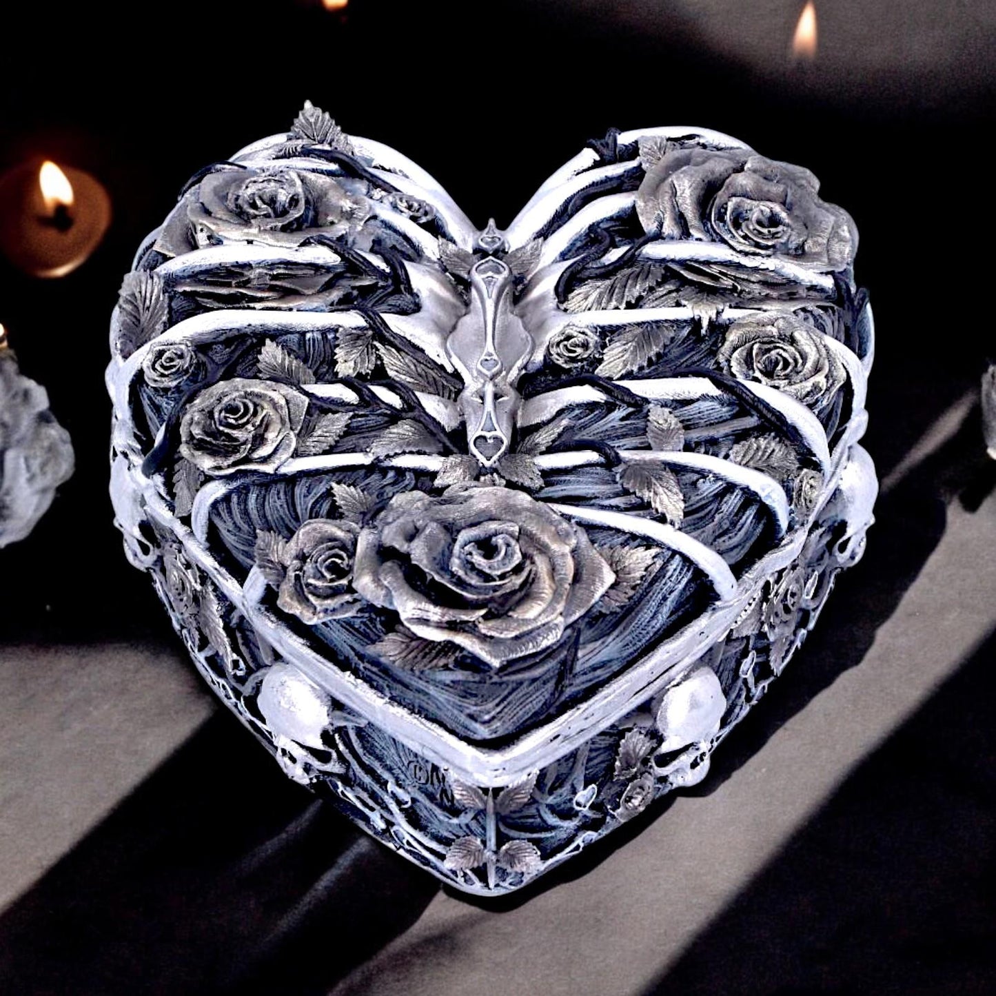 Gothic Caged Heart Trinket Box Fantasy Keepsake Ornament