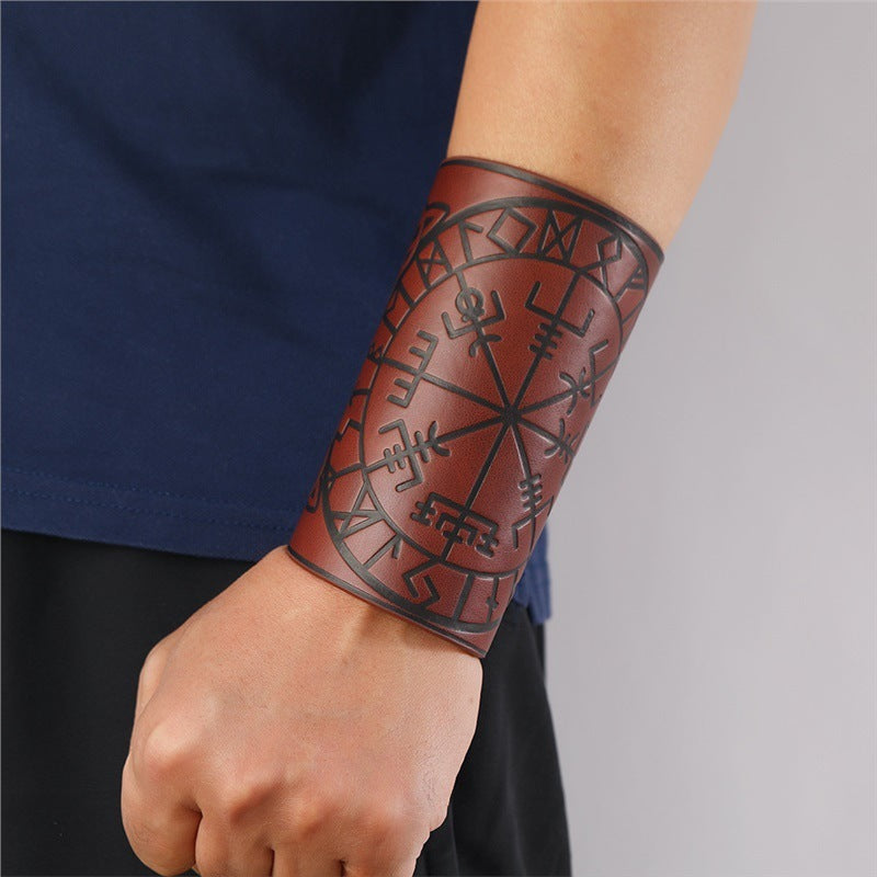 Leather Arm Guard Retro Nordic Viking Totem Punk Strap