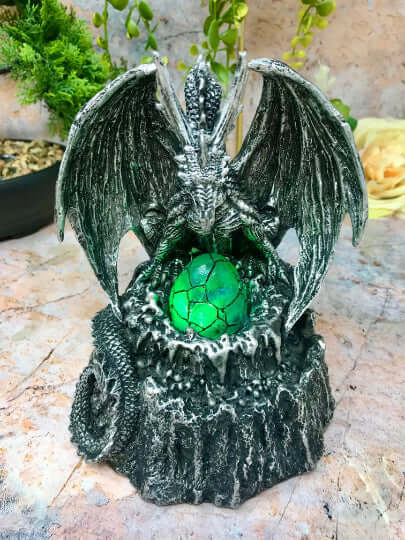 Dragon Guardian with LED Light Fantasy Sculpture Mythical Statue Ornament Dragons Collection