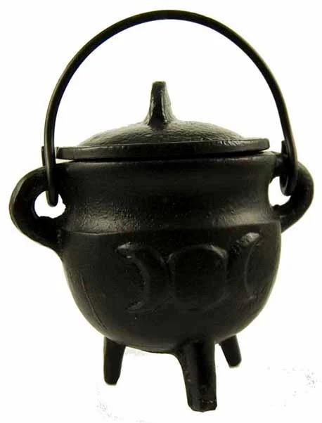 Triple Moon Cast Iron Cauldron 11cm | Pagan Witchcraft Wiccan Altar Tool