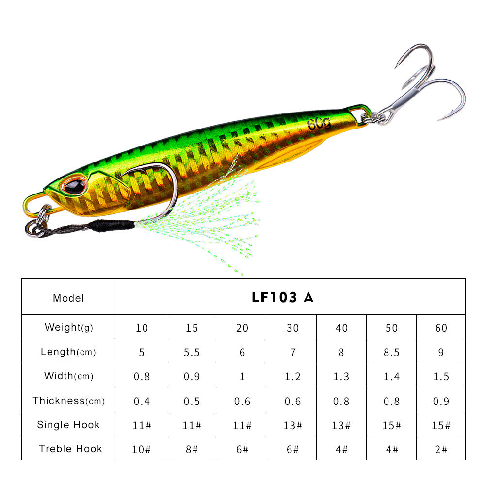 Luya Bait Submerged Tossing Lure Iron Plate Luminous Fish Lead With Treble Hook