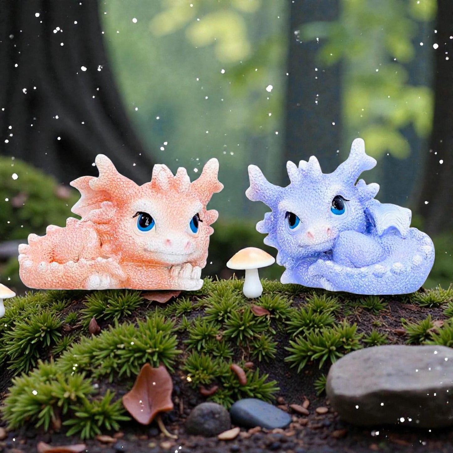 Nestlings Dragon Figurines Statue Ornament Sculpture Set of Cute Fantasy Decor