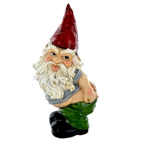 Naughty Garden Gnome Baring Bottom | Resin Lawn Decor | Funny Garden Gnome Statue | 18cm Tall