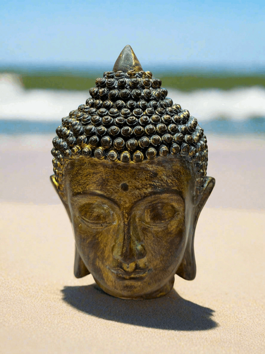 Antique Effect Buddha Head - 16cm Tall - Vintage Style Spiritual Decor for Home & Garden