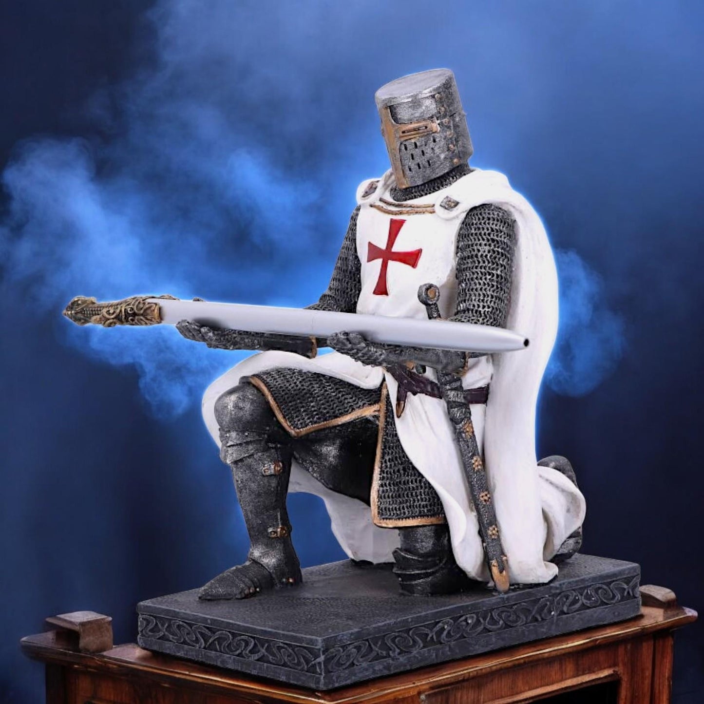 Medieval Knight Pen Holder | Templar Crusader Design | Unique Office Desk Accessory | Gothic Gift Idea