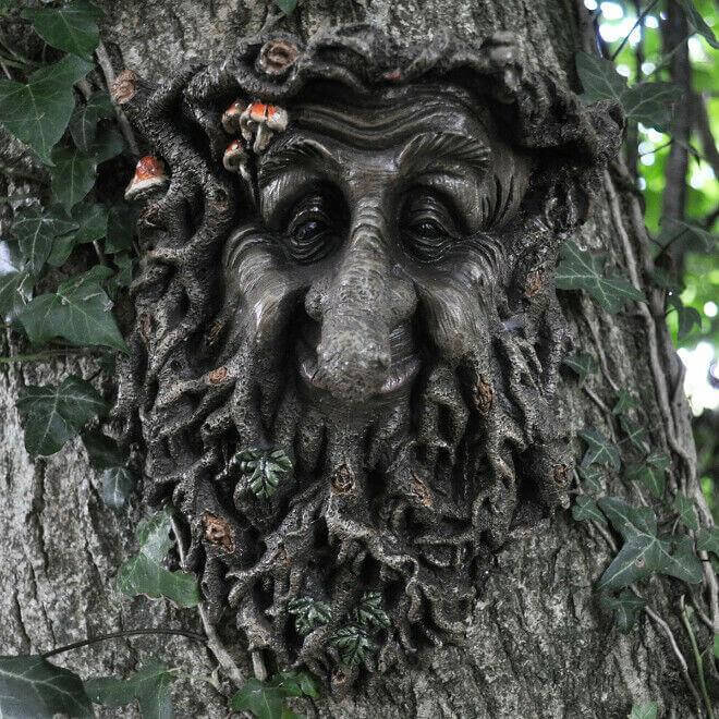 Man Of Forest GreenMan Tree Face Leaf Plaque Wall Garden Ornament New & Boxed