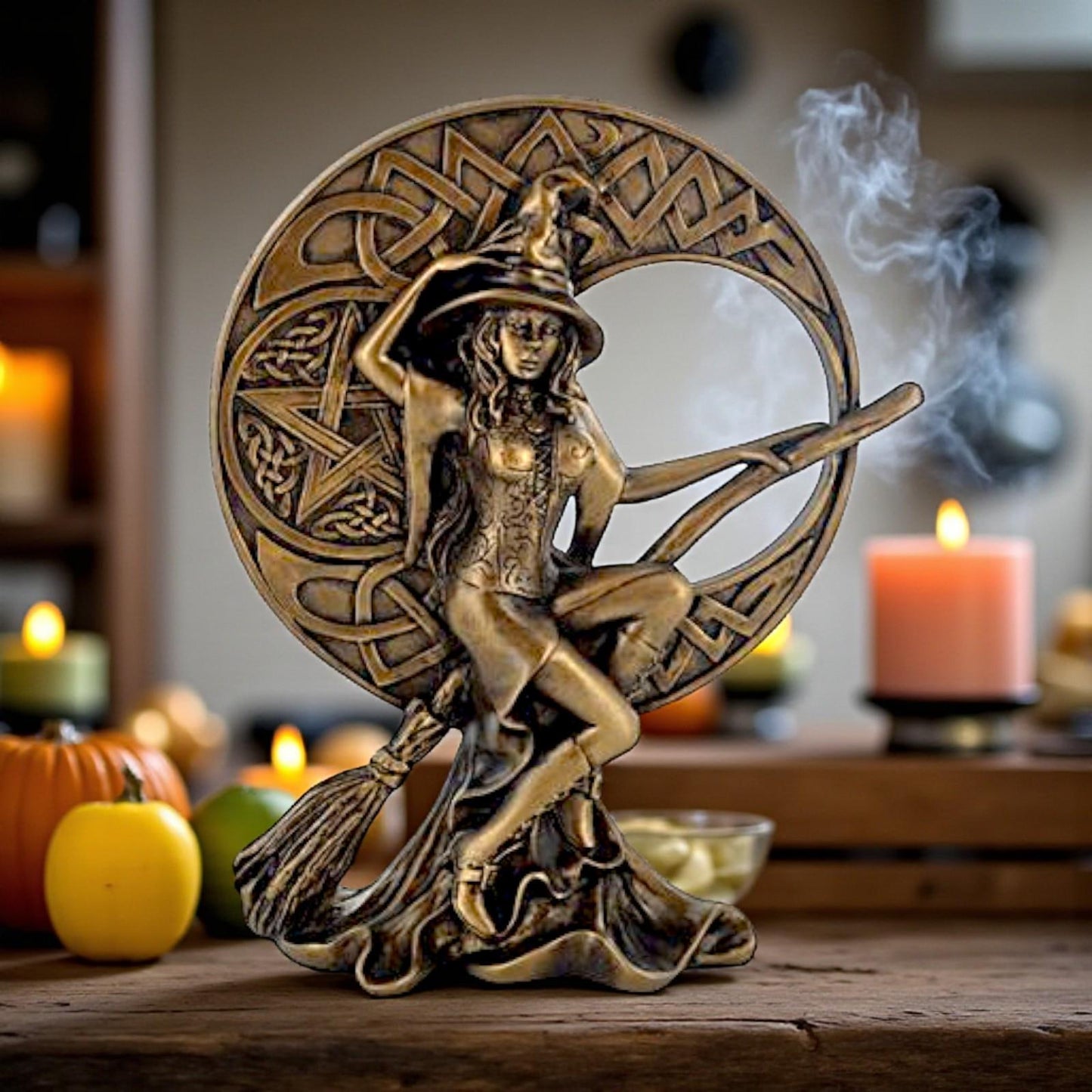 Wiccan Witch Celtic Moon Figurine Pagan Goddess Statue Witchcraft Ornament