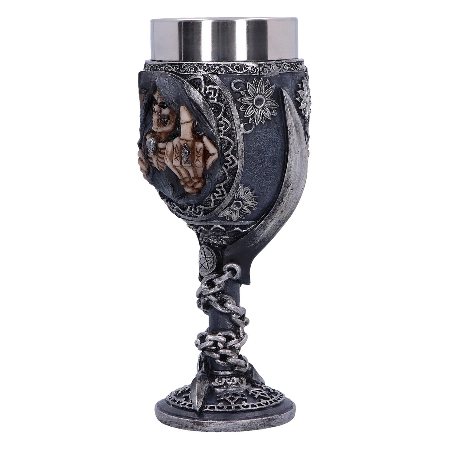 Reaper Skeleton Goblet Gothic Chalice with Stainless Steel Insert Skull Horror