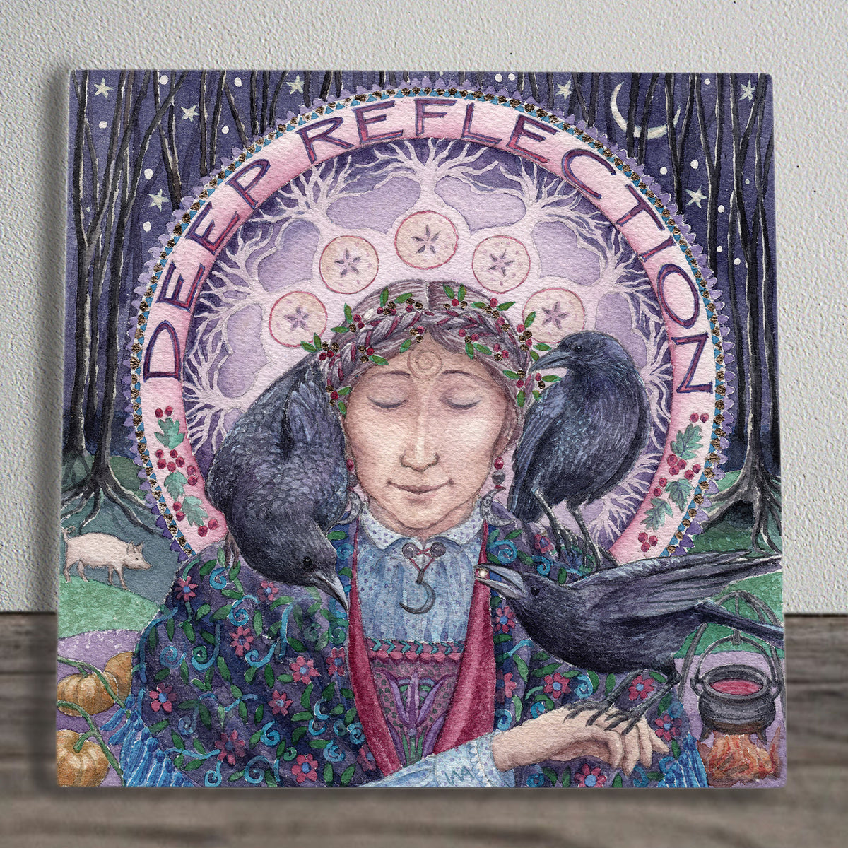 Deep Reflection" Ceramic Art Tile by Wendy Andrew 20x20 cm | Wall Decor | Spiritual Art | Handcrafted Quality