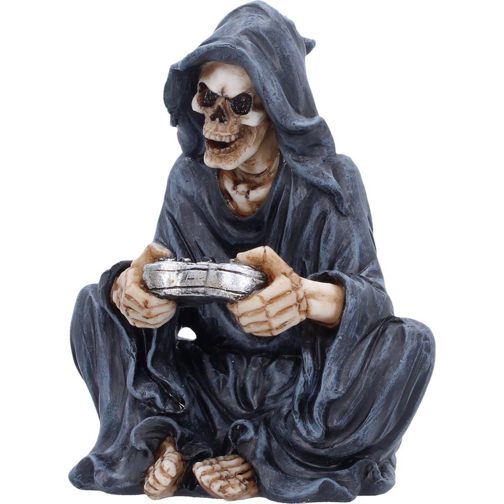Gaming Reaper Figurine  Grim Skull Gamer Ornament Gothic Console Decor