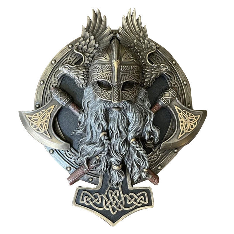 Fashion Viking Berserker Double Axe Wall Decoration Plaque Resin Pendant Crafts